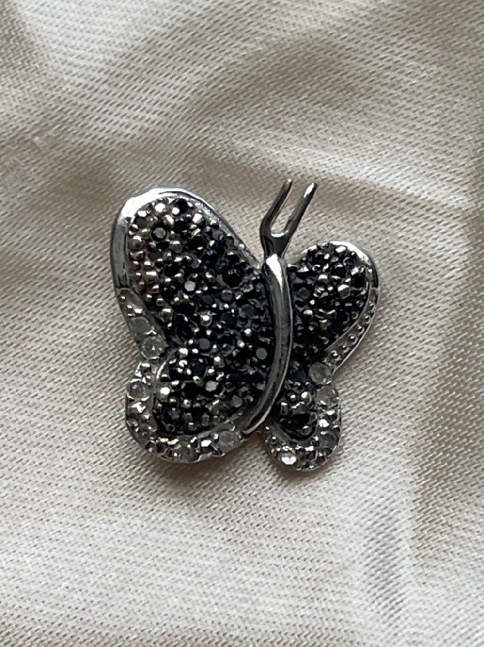 925 Sterling Black Diamond  Butterfly necklace Pendant